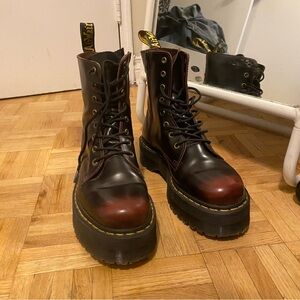 Rare Cherry Red - Oxford Rub Off Jadon Arcadia Leather Platform Boots